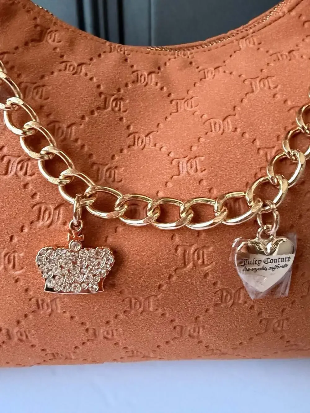 Juicy Couture Not Your Babe Hobo ShoulderBag with Gold-Tone Chain and LogoCharms